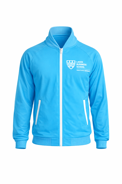 .Sky-Blue Varsity Jacket.